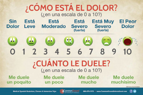 Pain Level Poster- Pain Chart in Spanish